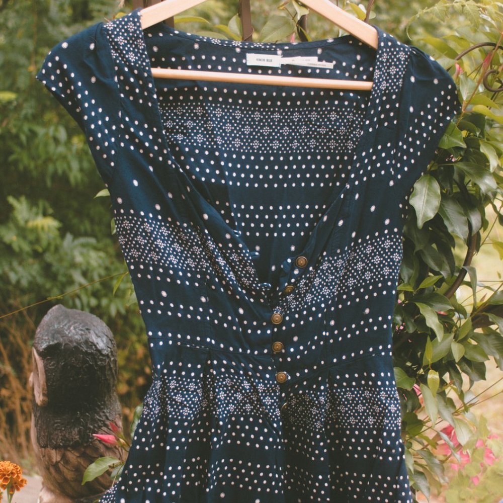 Navy Blue Bohemian Romper Urban Outfitters
